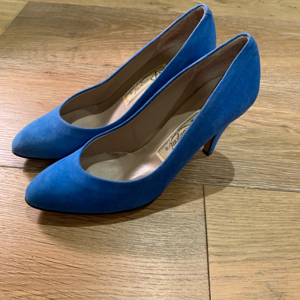 RANGONI OF FLORENCE Vintage Made In Italy Blue Suede Shoes Heels Size 4.5B
